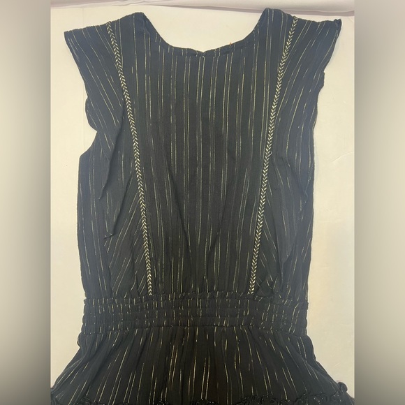 MISA Los Angeles Cielle Ruffle Bib Black Gold Mini Dress Size Small Metallic - Picture 7 of 10